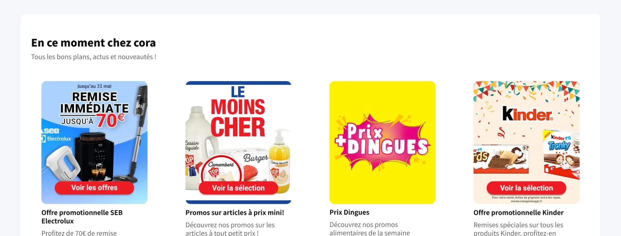 Page d'accueil de Cora Belgique