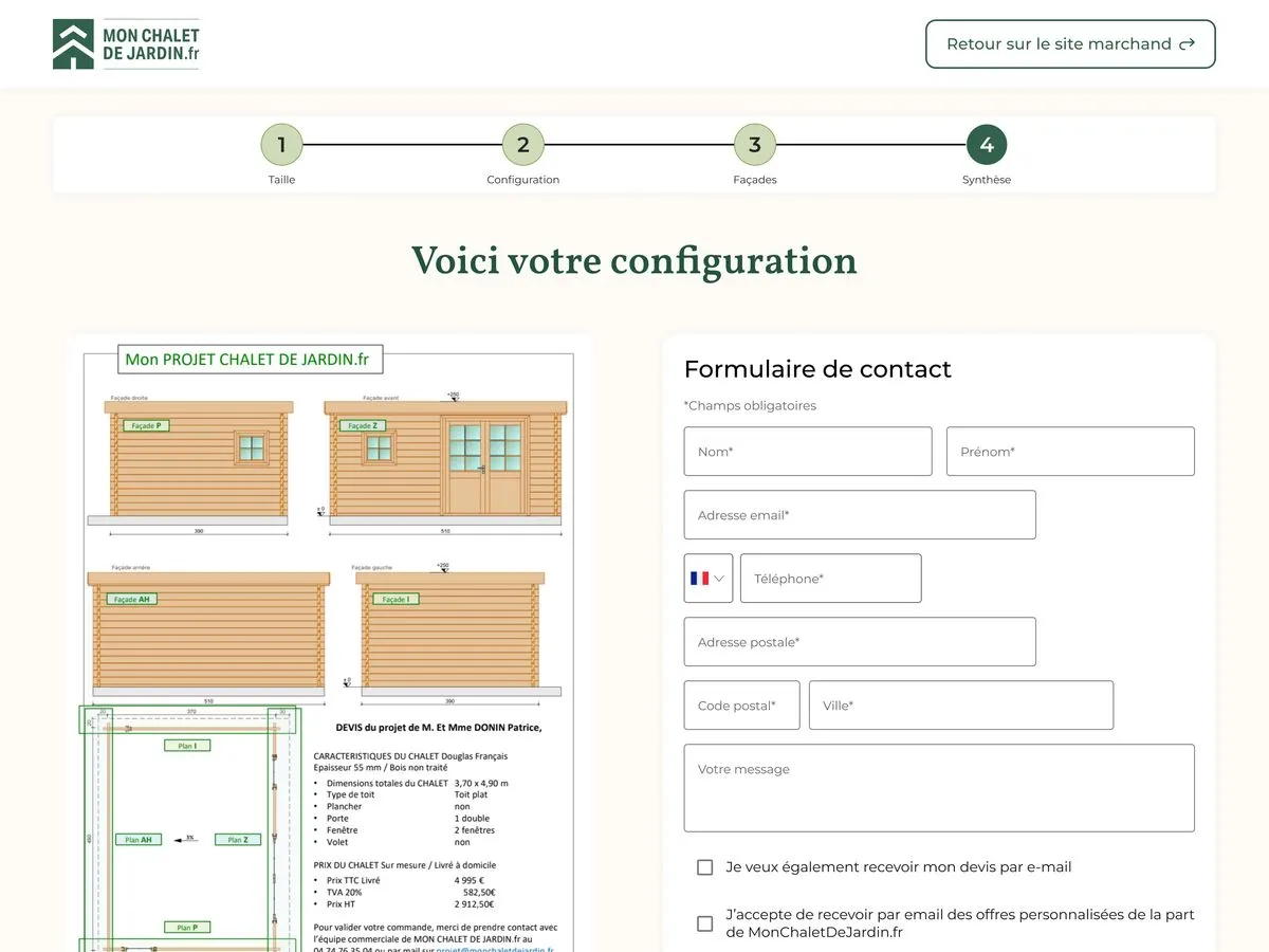 Synthèse de prix du configurateur
