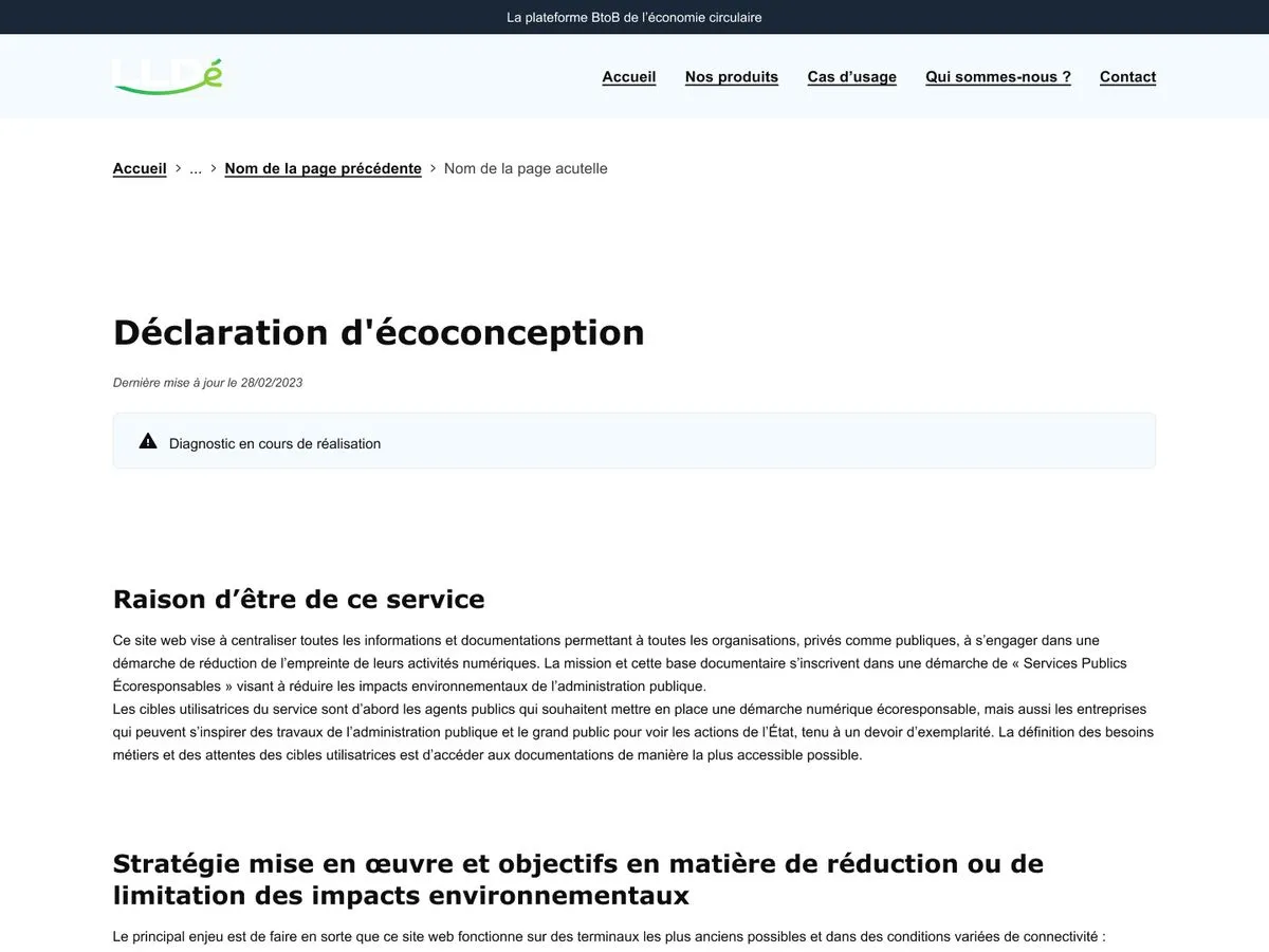 Déclaration d'éco-conception LLDé